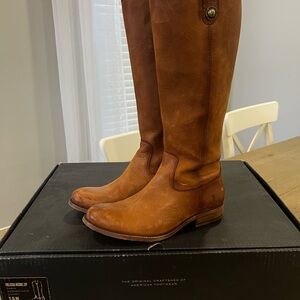 Frye Melissa Inside Zip Cognac Leather Riding Boots